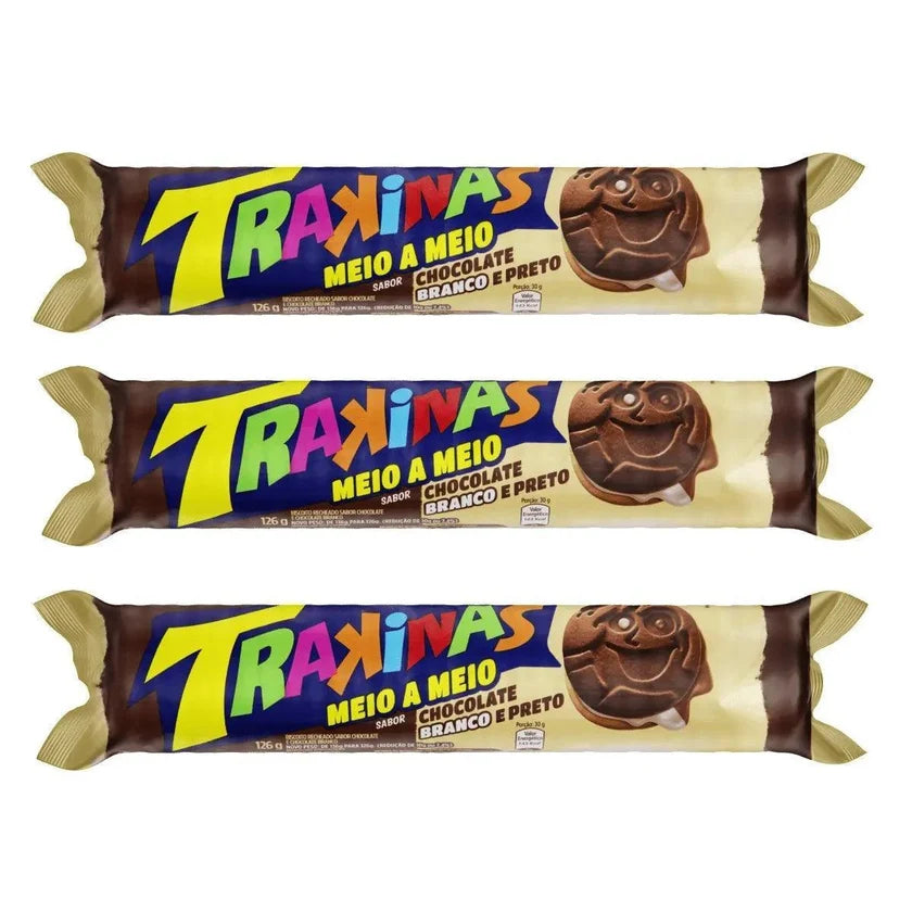Trakinas Biscoito Recheado Meio a Meio (3x126g)